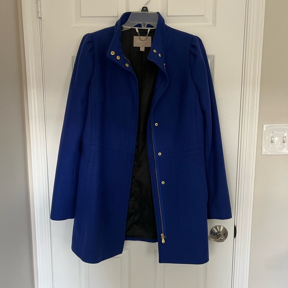 Banana Republicans Colbalt Blue Puff Sleeve Wool Coat - Picture 3 of 9
